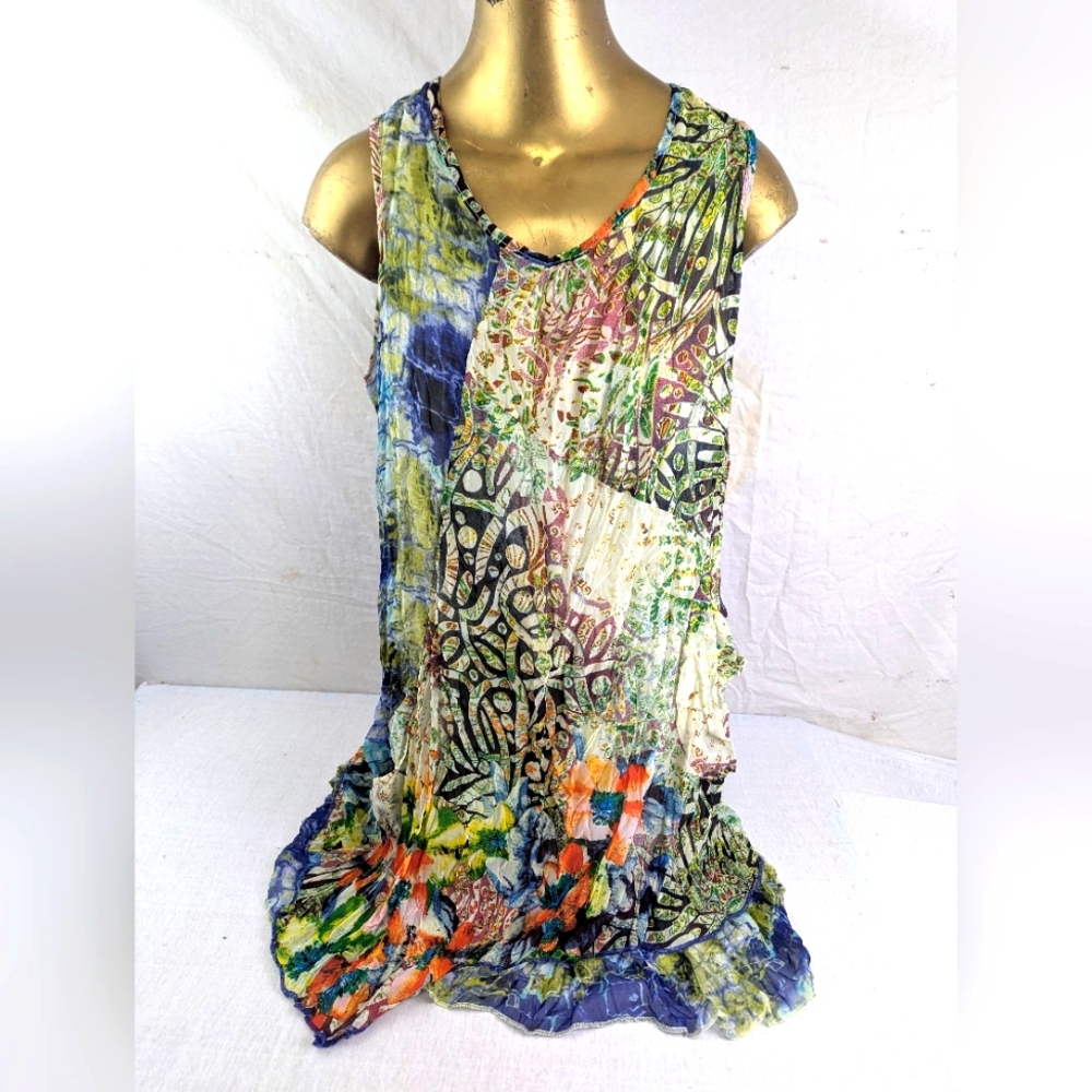 Kloz Lyne Multicolor Sleeveless Dress With Front Pockets XL
